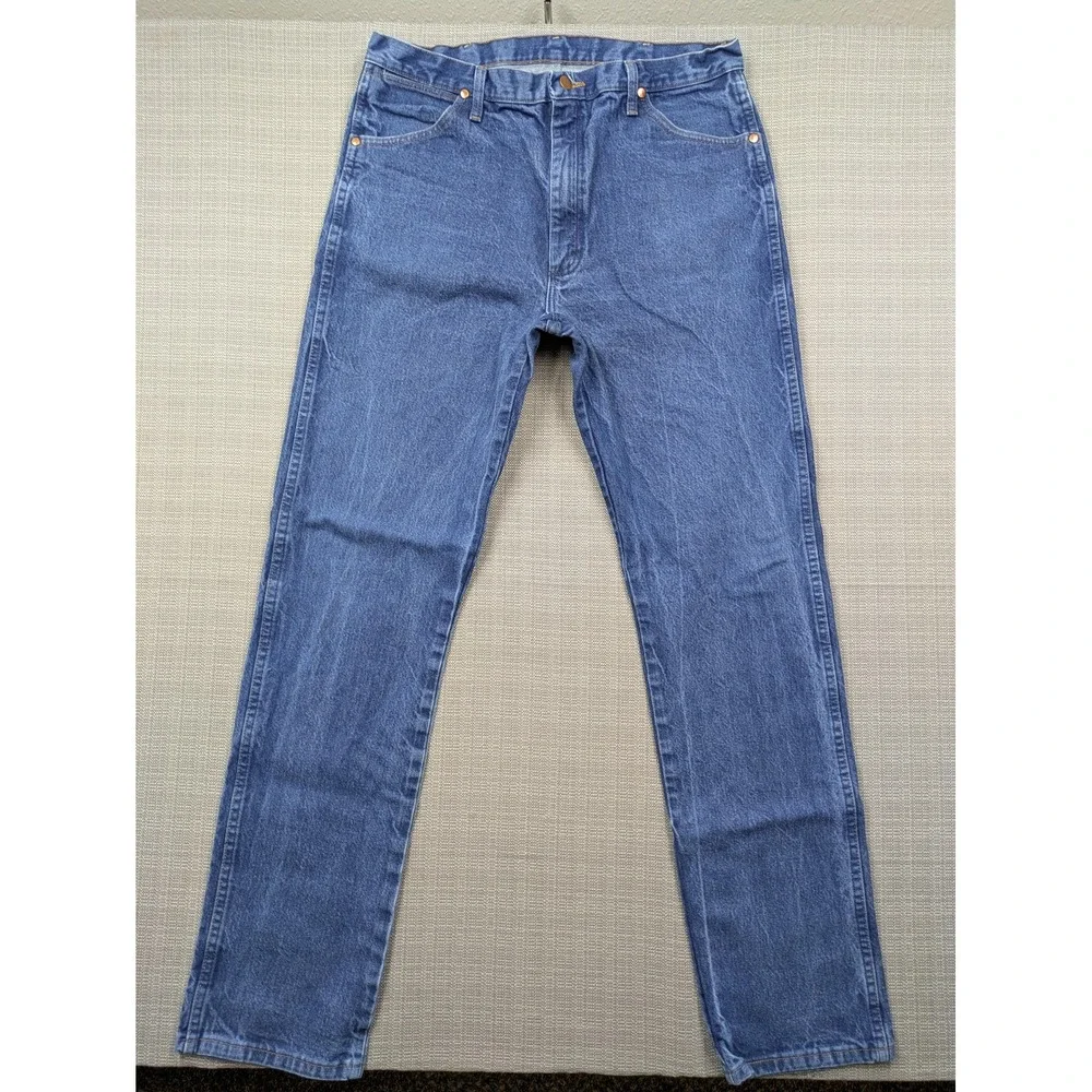 Wrangler 13MWZ Jeans Mens 38x36 (36x35) Blue Denim Cowboy Western Straight Leg